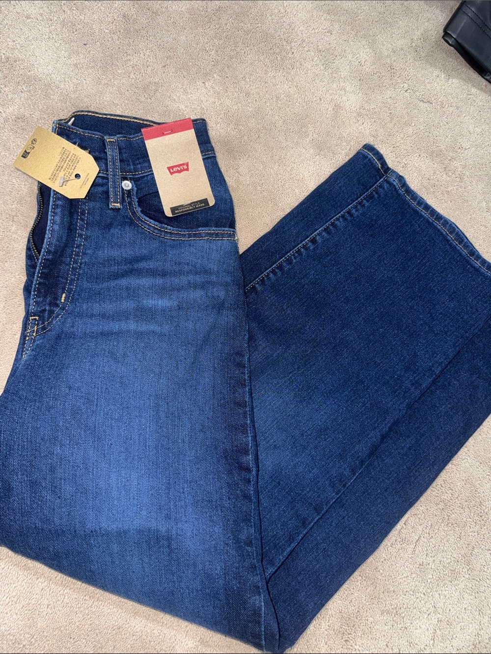 Levi's High Rise Wide Leg Jeans - Deep Blue
